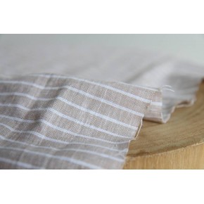 tissu chambray rayures - beige et blanc