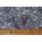 tissu jacquard fleurs - marine