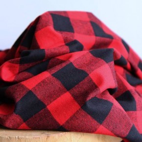 flanelle en coton carreaux - NOIR ET rouge