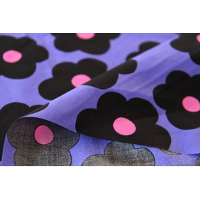 tissu big flower violet - un chat sur un fil