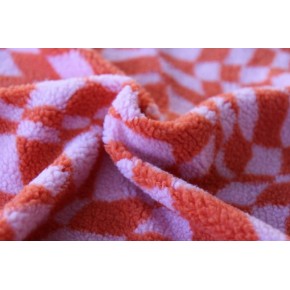 tissu sherpa orange et rose - un chat sur un fil