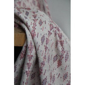 joli tissu jacquard upcyclé - écru et bordeaux