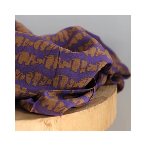 Tissu popeline de viscose - violet et marron