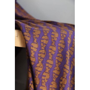 Tissu popeline de viscose motif abstrait - violet et marron