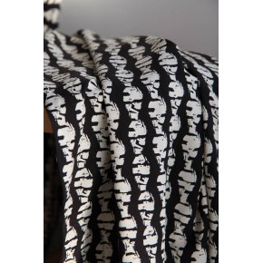 Tissu popeline de viscose motif abstrait - noir et blanc