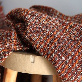 tissu tweed en laine orange - un chat sur un fil