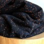 tissu jacquard pipa noir et orange - un chat sur un fil