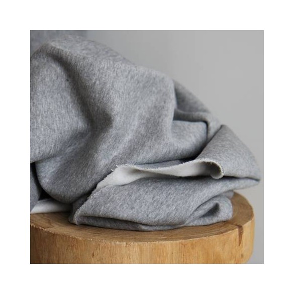 TISSU sweat gris chiné - un chat sur un fil