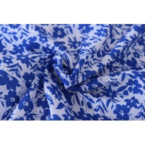 tissu fleuri bleu - broderies