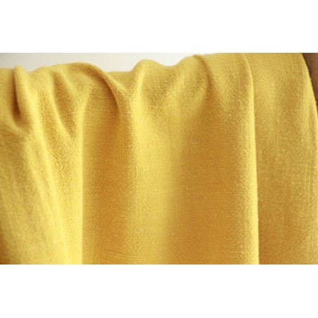 Tissu Velours Doux De Viscose Jaune Moutarde Uni Lin Et Viscose Jaune